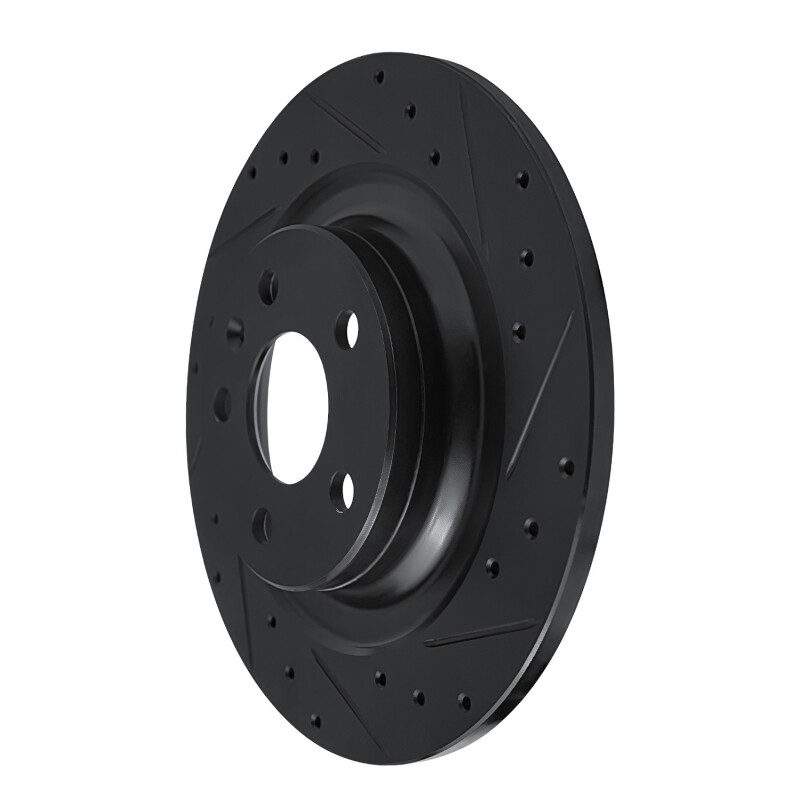 Volvo XC60 Brake Rotor (1) - Rear Right - R1 Concepts - Drilled & Slotted - Black - `18-`25